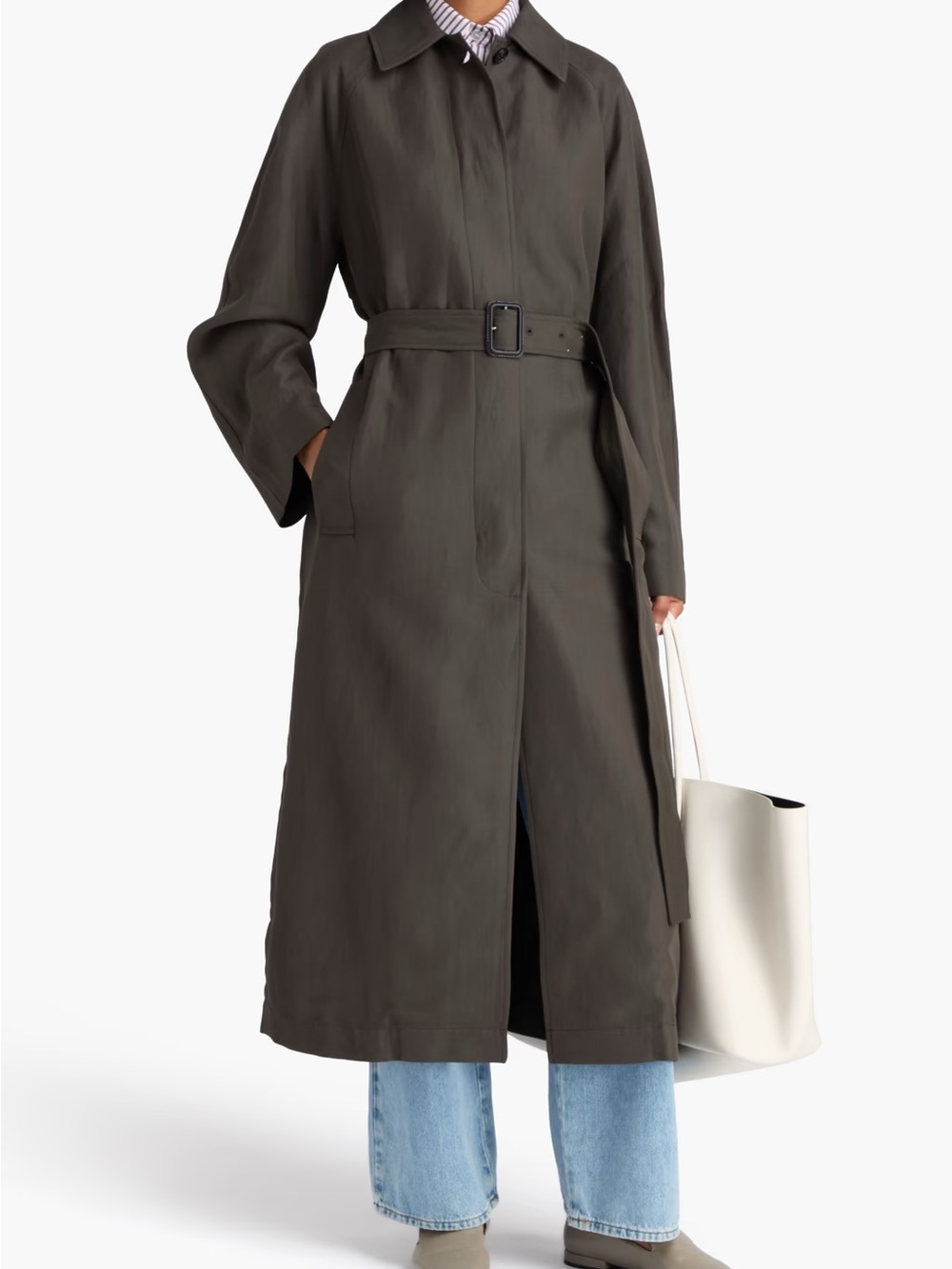 Toteme Minimalist Twill Trench in Anthracite
